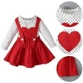 thumbnail image 3 of Hotiary Toddler Baby Girl Valentine's Day Outfit Crewneck Long Sleeve Dot Heart Shirt Top + Suspender Skirt 2Pcs Set Spring Fall Clothes Red for 12 Months-5 Years, 3 of 8