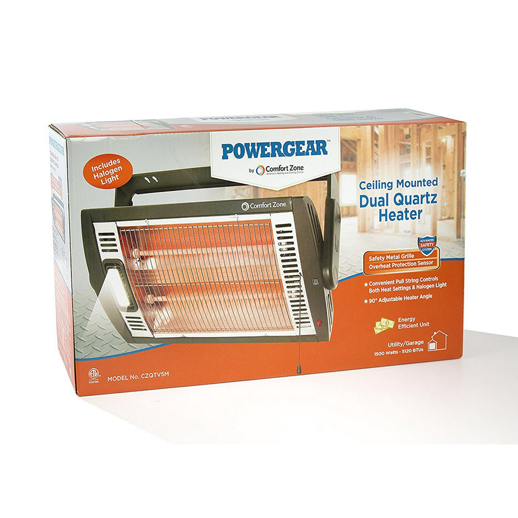Comfort Zone Czqtv5m Ceiling Mount Quartz Heater, Black, 1500 Watts |  Walmart Canada