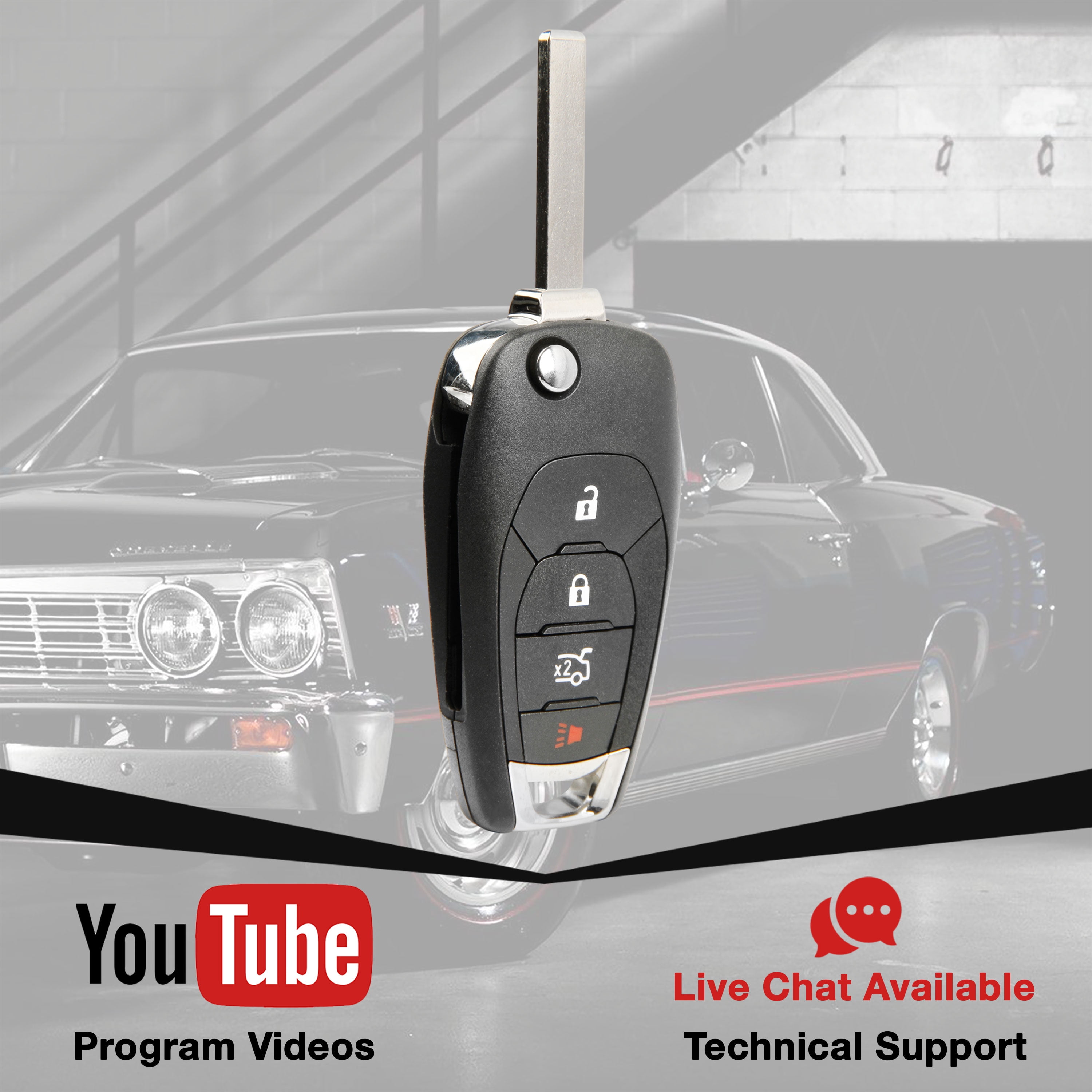 Keyless Entry Remote Key Fob Replacement 4-Button for 2016-2019 Chevrolet Cruze Sonic (LXP-T003, 13588756)
