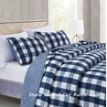 thumbnail image 6 of Chezmoi Collection 3-Piece Pre-Washed Buffalo Check Plaid Cotton Quilt Set Reversible Lightweight Bedspread , Queen, Blue/White, 6 of 7