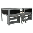 thumbnail image 5 of Twin Size Low Loft Bed with Two Movable Shelves and Ladder,with Decorative Guardrail Chalkboard,Gray, 5 of 9