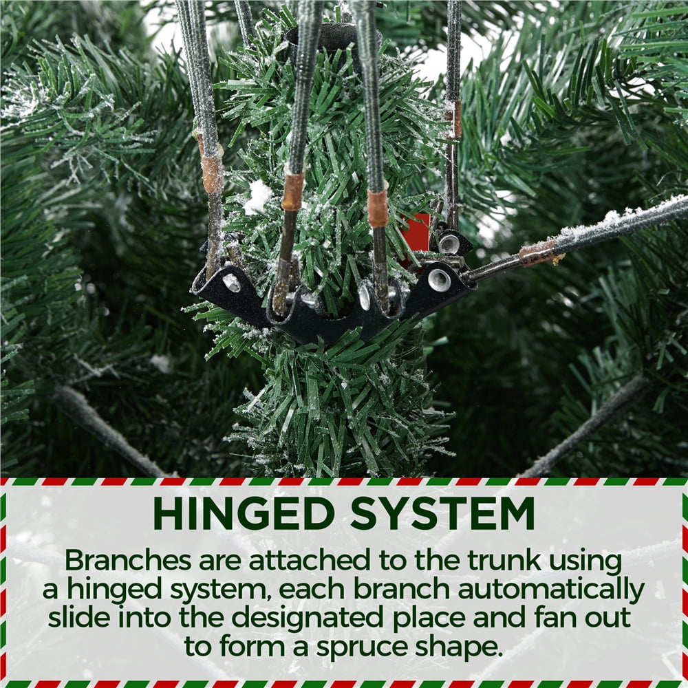 Alden Design 9ft Flocked Artificial Christmas Tree with Foldable Stand, Green