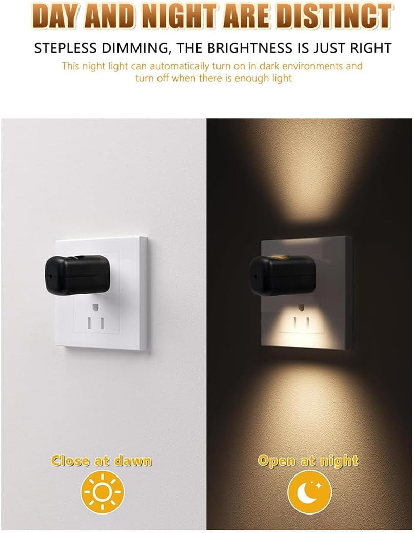 LED Wall Socket Night Light, 2026 New Mini LED Night Light Plug in Wall with Dusk to Dawn Sensor, 360° Adjustable,3000k Soft White,Night Lights plug into Wall for Bedroom Hallway