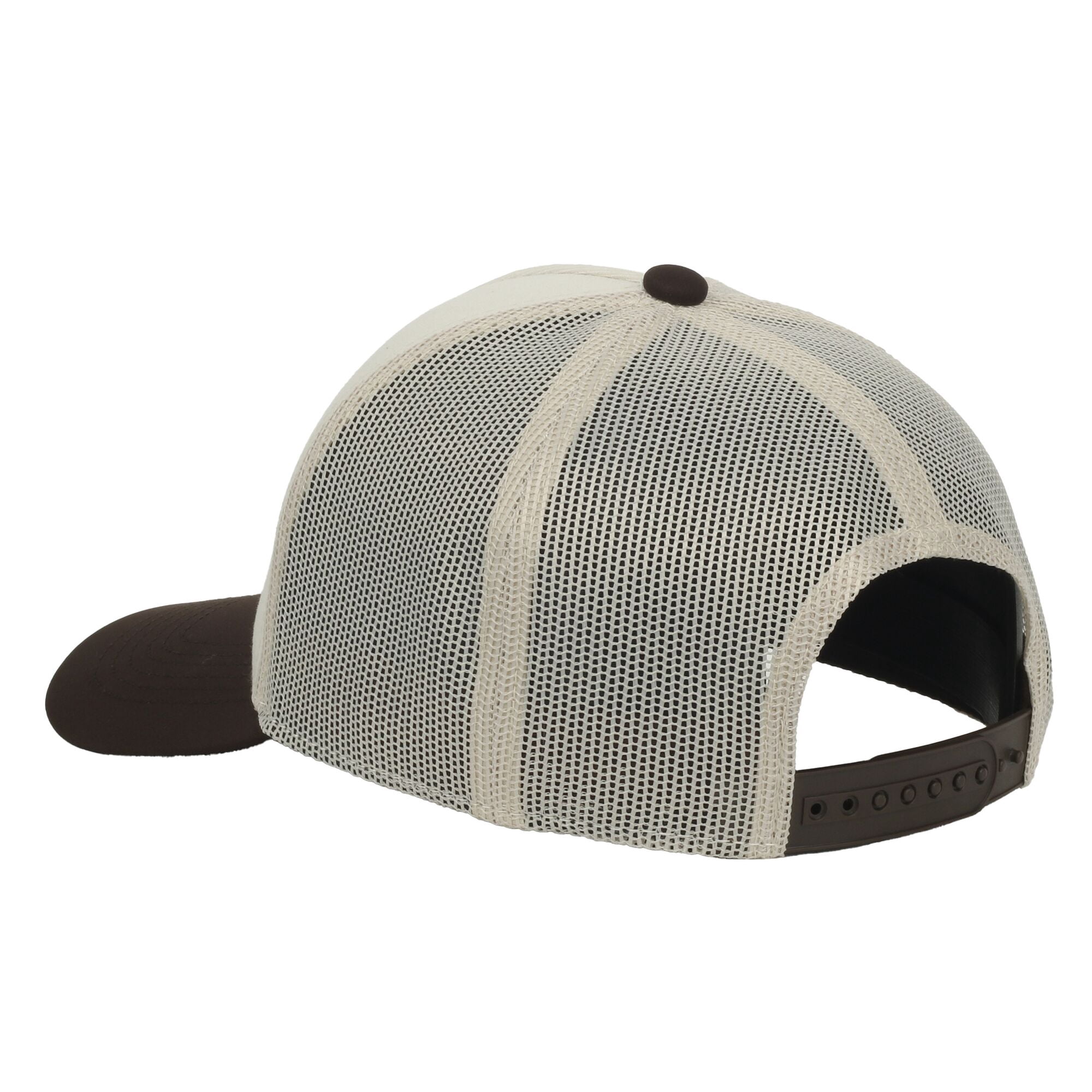 Winchester Structured 5-Panel Trucker Hat – American Flag Screen Print, Meshback Cap, Putty/Brown, One Size