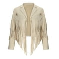 thumbnail image 4 of Juebong Women Vintage Faux Suede Tassel Cropped Jacket Long Sleeve Fringe Coat Hippie Motorcycle Biker Jacket Tops, 4 of 4