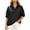 Black, variant on Women Polka Dot Jacket Quarter Zip Sweatshirts Collared V Neck 3/4 Sleeve Casual Pullover Shirts Sizes S-L