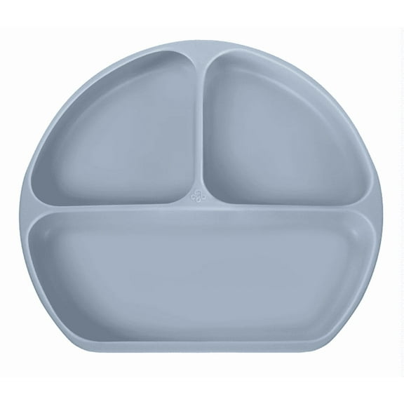 Octopod® Silicone Suction Triangle Plate for Babies and Toddlers – BPA-Free, Non-Slip Divided Plate for Baby-Led Weaning, Self-Feeding, and Mess-Free Mealtime (Grey)
