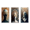 thumbnail image 2 of Designart "Futuristic Fashion Sci-Fi Woman Portrait II" Surrealism Framed Wall Art Set Of 3 - Blue Transitional Frame Canvas Set For Living Room Decor, 2 of 6