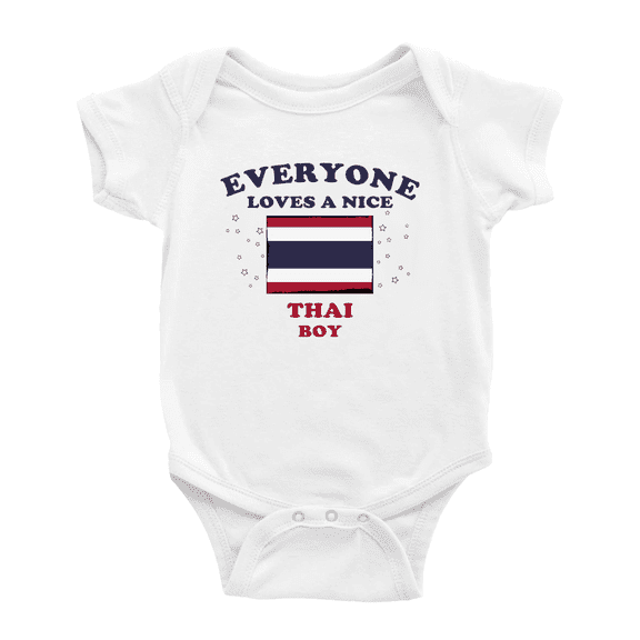 Everyone Loves a Nice Thai Boy Cute Baby Bodysuits Newborn Clothes (White, 12-18 Months)