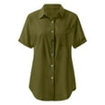 thumbnail image 4 of OSOLU Solid Color Women Short Sleeve Lapel Button Shirt Tops Cute Dailywear, 4 of 5