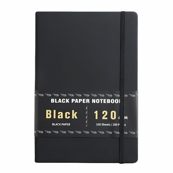 CCOCC Black Paper Notebook 200 Pages A5 Size Notebook For Sketching Journaling And Note-taking Thick Paper Blank Notepad For Gel Pens And White Ink