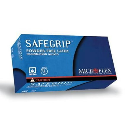 Finger Work Gloves Microflex Medium Blue 11.8'' SafeGrip 11.4 mil Latex Ambidextrous Non-Sterile Medical Grade Powder-Free Disposable Gloves With Textured Finger Tip Finish And Extended Beaded Cuff (50 Each Per Box ()