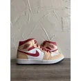 thumbnail image 2 of Ni - ke Size 9.5 - Air Jordan 1 Mid Light Curry Cardinal Red, 2 of 5