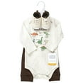 thumbnail image 2 of Hudson Baby Infant Boy Cotton Long-Sleeve Bodysuit, Pant and Shoe Set, Dinosaur Adventures, 0-3 Months, 2 of 5