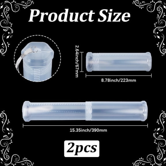 2Pcs Extendable Artist Storage Tube Plastic Brush Case Clear Long Paint Watercolor Pen Pencil Container Organizer Holder