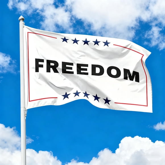 QIPOPIQ Freedom Flag Black and White, UV Fade Resistant Decorative Flag for Outdoor Indoor Home, Single Sided Polyester Banner