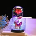 thumbnail image 2 of TERGAYEE Glass Rose Gifts for Women,Forever Eternal Crystal Light Up Rose in Glass Dome with Butterfly Birthday Gifts for Mom Her Grandma Wife Sister Girlfriend Purple, 2 of 7