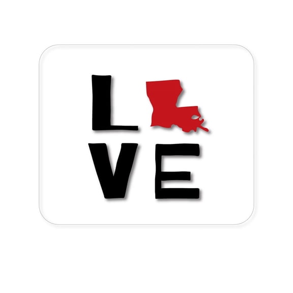 DistinctInk Mouse Pad - 1/4" Foam Rubber - Louisiana - Love Black & Red