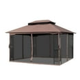 thumbnail image 6 of Unique Choice 13 x 10 ft Outdoor Patio Gazebo Canopy Tent with Mesh, Brown, 6 of 11