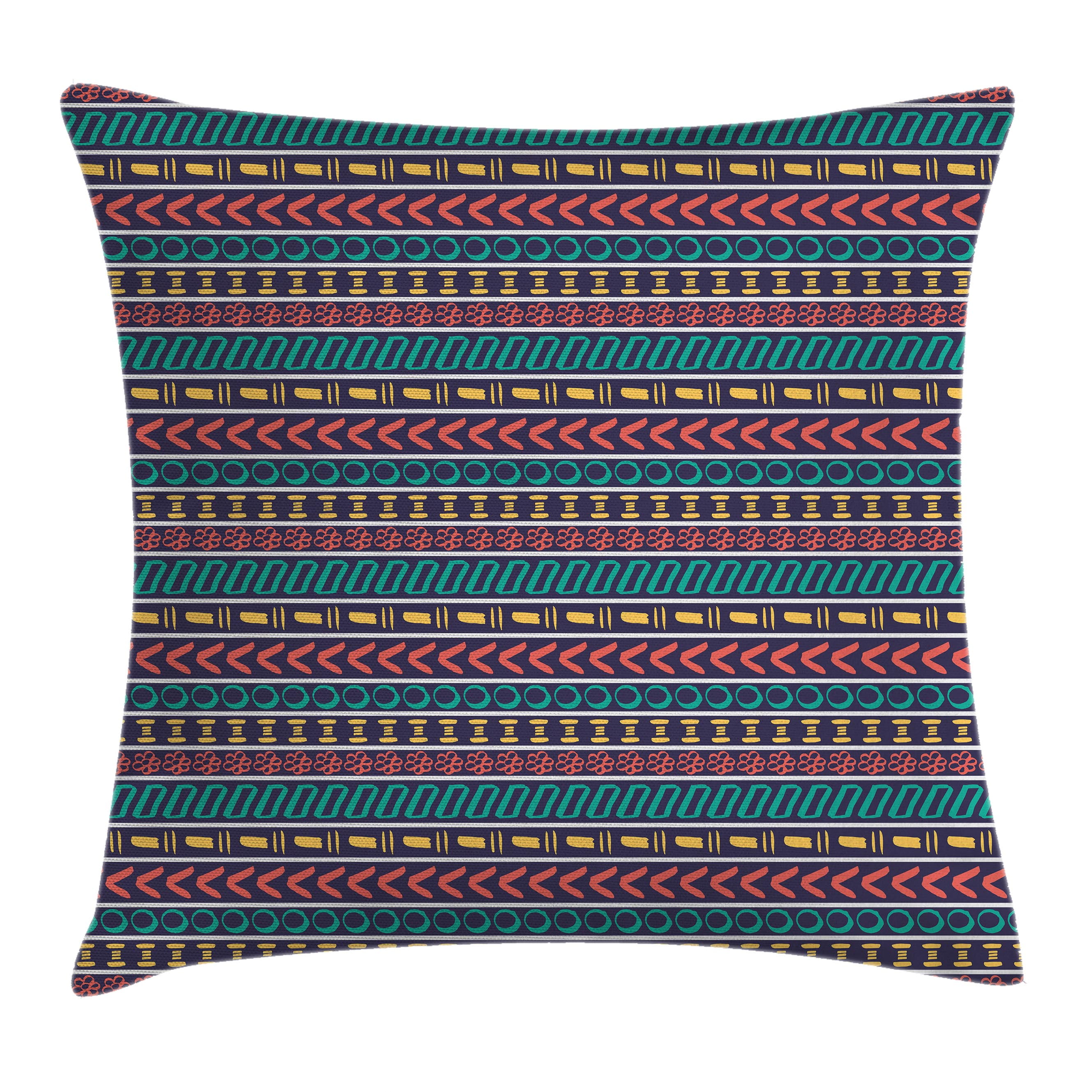 Striped Throw Pillow Cushion Cover Native American Indian Aztec Striped Throw Pillow Cushion Cover Native American Indian Aztec Style Navajo Pattern With Geometric Trippy Forms Art Print Decorative Square Accent