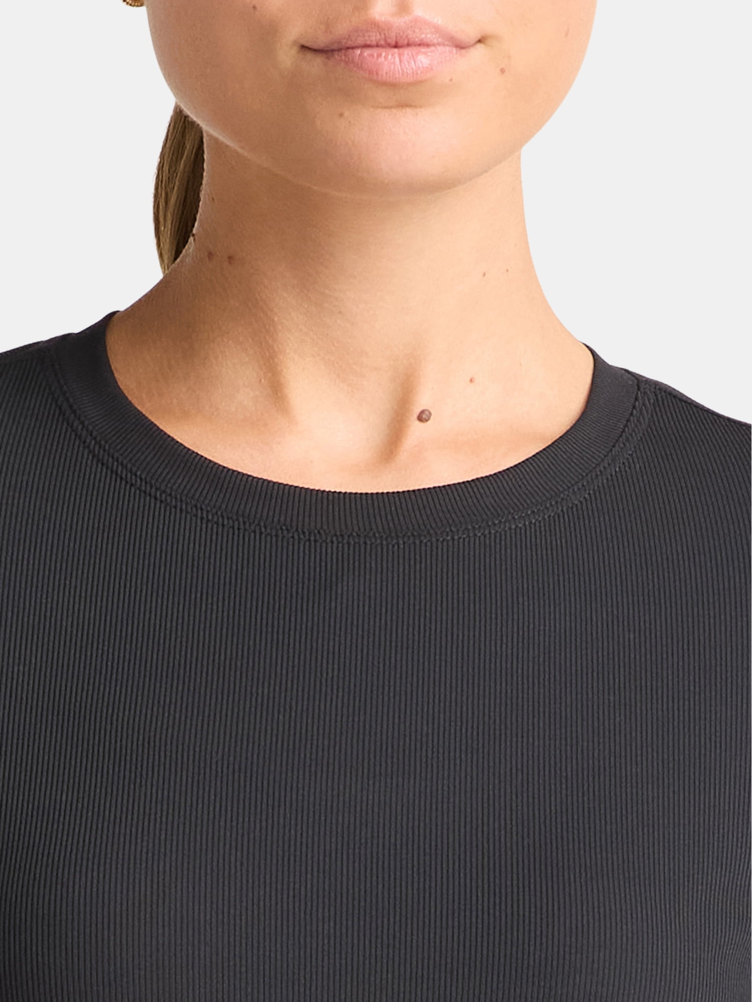Avia Women's Ribbed Crop Tee with Short Sleeves, Sizes XS-XXXL