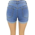 thumbnail image 6 of jinghuiyue Womens Mid Rise Stretchy Denim Shorts Casual Distressed Ripped Rolled Hem Jean Short with Pockets L, 6 of 7