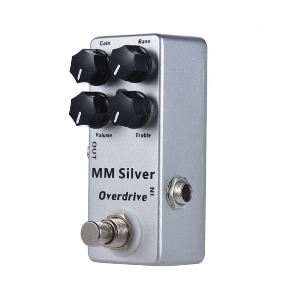 MOSKY Pédale d'Effet Overdrive pour Guitare Électrique mm Argent Coque en Métal Véritable Bypass