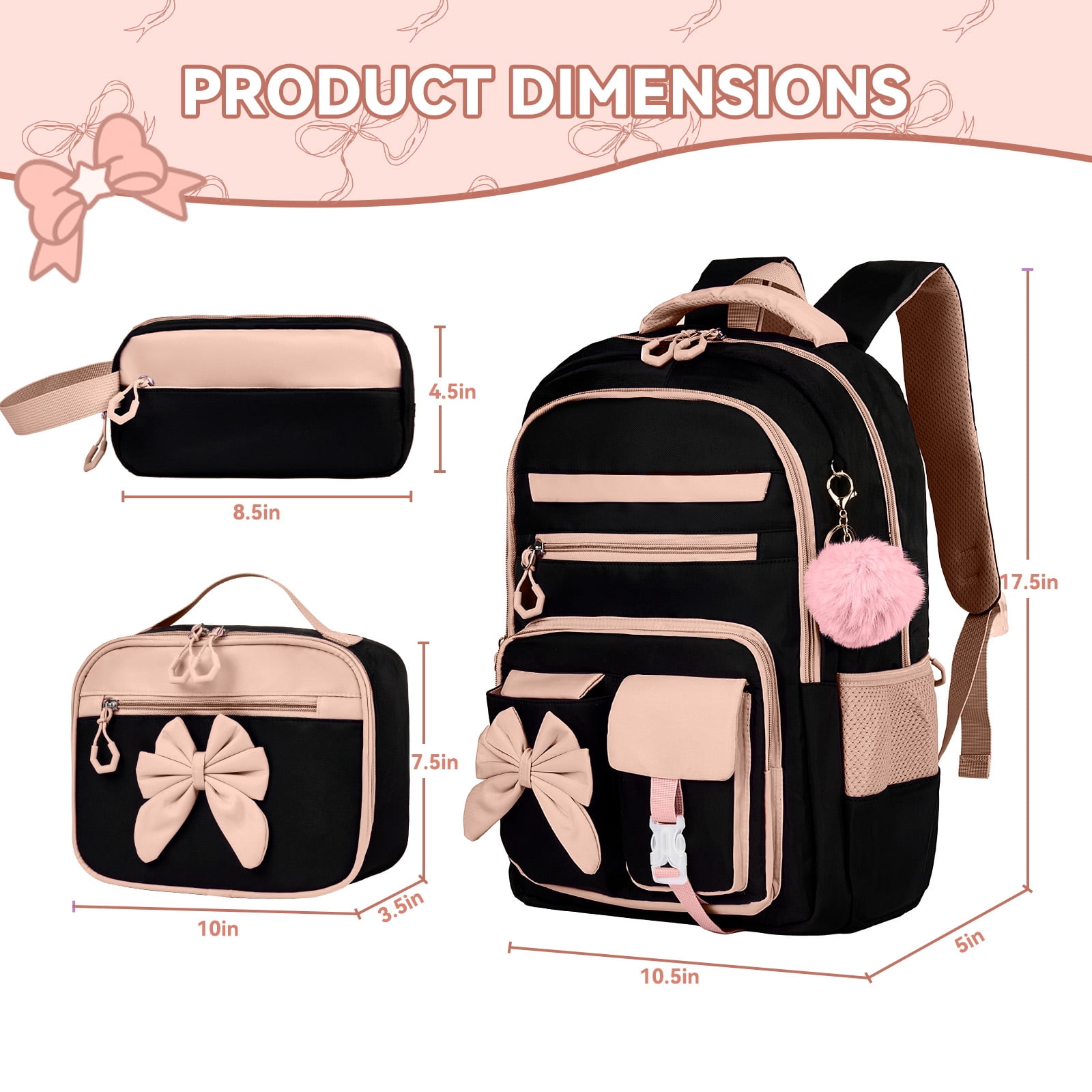 Inadays School Backpack Set Cute Bookbag Set for Elementary Preschool Middle