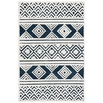 SAFAVIEH Casablanca Esmond Geometric Area Rug, Ivory/Navy, 4' x 6'