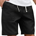 thumbnail image 6 of Shorts for Men Drawstring Summer Retro Shorts Solid Color Casual Pants Shorts Black XL, 6 of 6