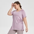 thumbnail image 4 of Hooded Workout Top for Women, Short Sleeve, Plus Size, Sun Protection, Breathable Polyester, Loose Fit, Black, 4 of 7