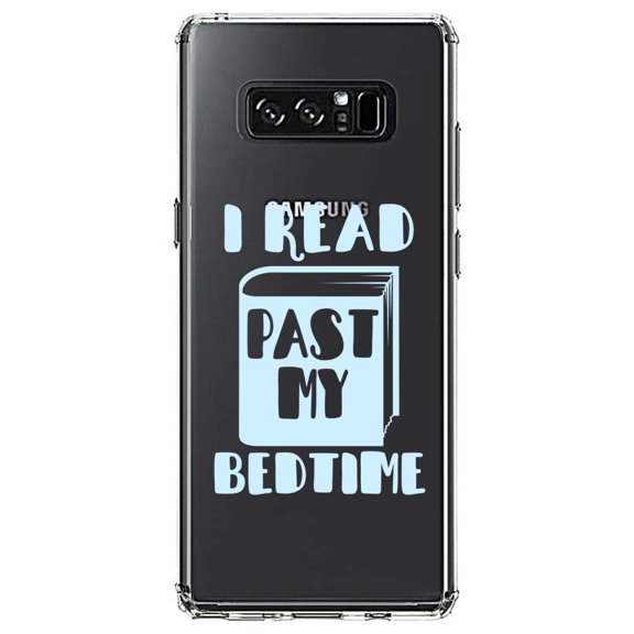 DistinctInk Clear Shockproof Hybrid Case for Samsung Galaxy Note 8 - TPU Bumper Acrylic Back Tempered Glass Screen Protector - I Read Past My Bedtime
