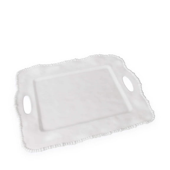 Vida Alegria Rectangle tray with handles White