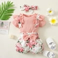 thumbnail image 4 of Girl's Outfit Set Short Sleeved Bodysuit Bowknot Shorts With Headband 3Pc Sets, 4 of 7