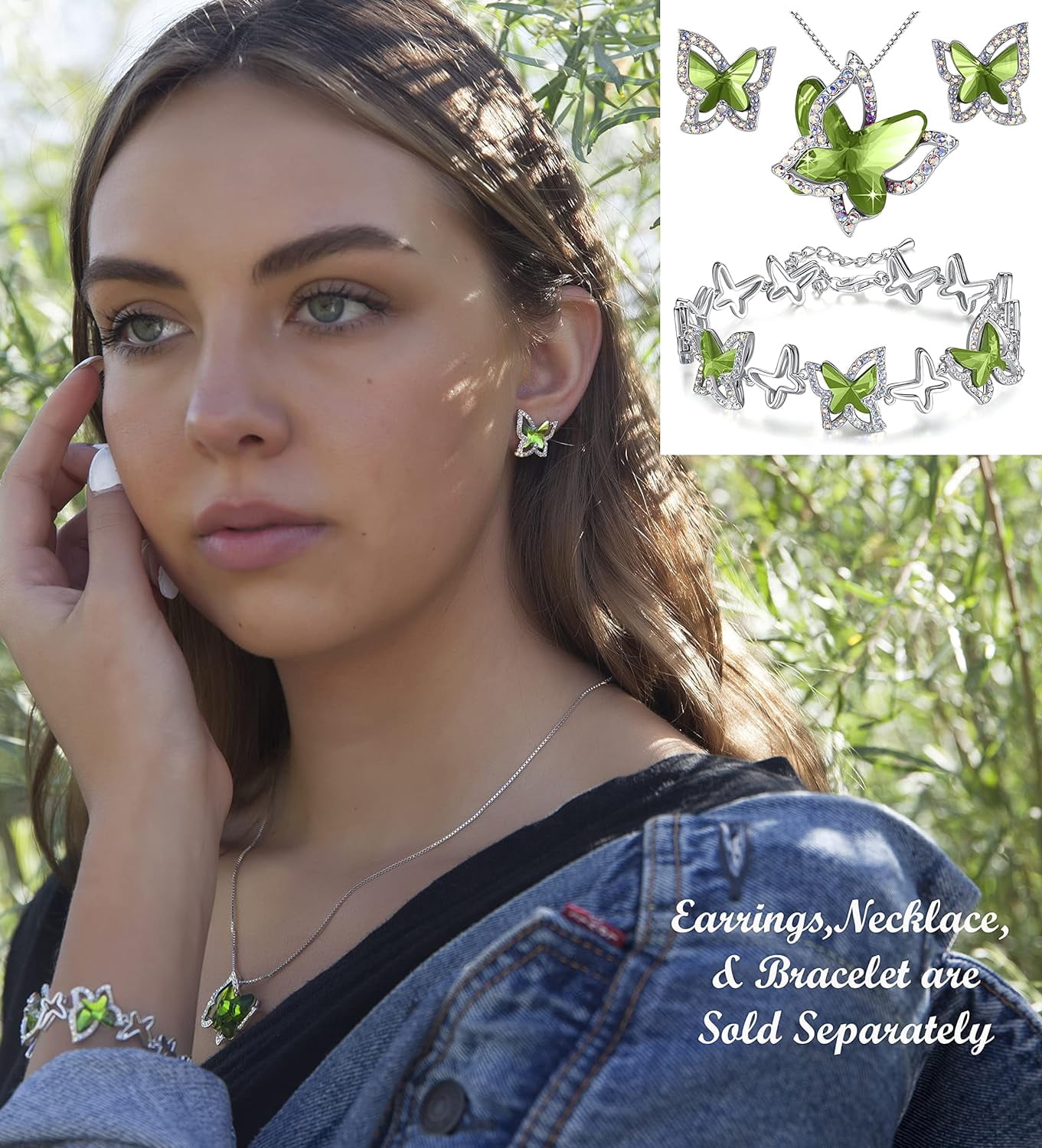 Leander Gift Butterfly Birthstone Crystal Necklace, Silver Tone with 18u201d+2u201d Chain, Necklace for Motheru2019s Day Anniversary Birthday Gifts for Women and Daughter