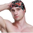 thumbnail image 3 of FYBTO Swimming Cap Palm Leaf Summer Leaf Flower Red Unisex Adult FYBTO Polyester, 3 of 4