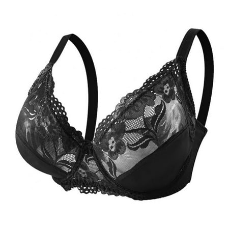 

Women Lace Embroidery Bra Summer Wirefree Bra U-shaped 3/4 Cup Bra Seamless Lingerie Lady No Chest Pad Rear Buckle Underwear