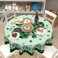 thumbnail image 6 of St. Patricks Day Tablecloth Round 60 Inch Green Irish Shamrock Table Cloths Circle Clover Buffalo Plaid Table Cover Washable Wipeable Polyester Tabletop for Dining Kitchen Picnic Party Decor, 6 of 6