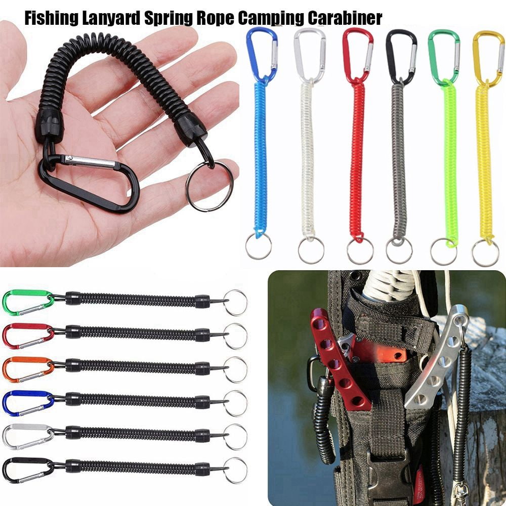 Portable Climbing Accessories Secure Lock Tackle Security Gear Tool Plastic  Retractable Tether Portable Fishing Lanyards Camping Carabiner Spring  Elastic Rope Anti-lost Phone Keychain RED 