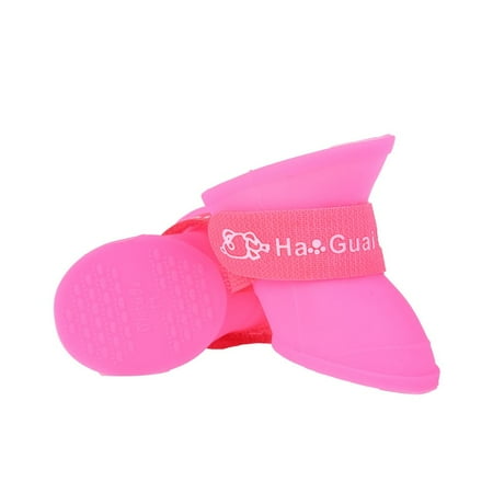 7Colors Waterproof for Four Seasons Anti-skid Anti Slip Cat Boots Silicone Boots Pet Supplies Dog Rain Shoes PINK S