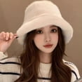 thumbnail image 3 of Women Winter Hat Thick Fuzzy Plush Faux Fur Heat Retention Windproof Fisherman Hat Short Brim Solid Color Outdoor Cycling Skiing Cap, 3 of 8