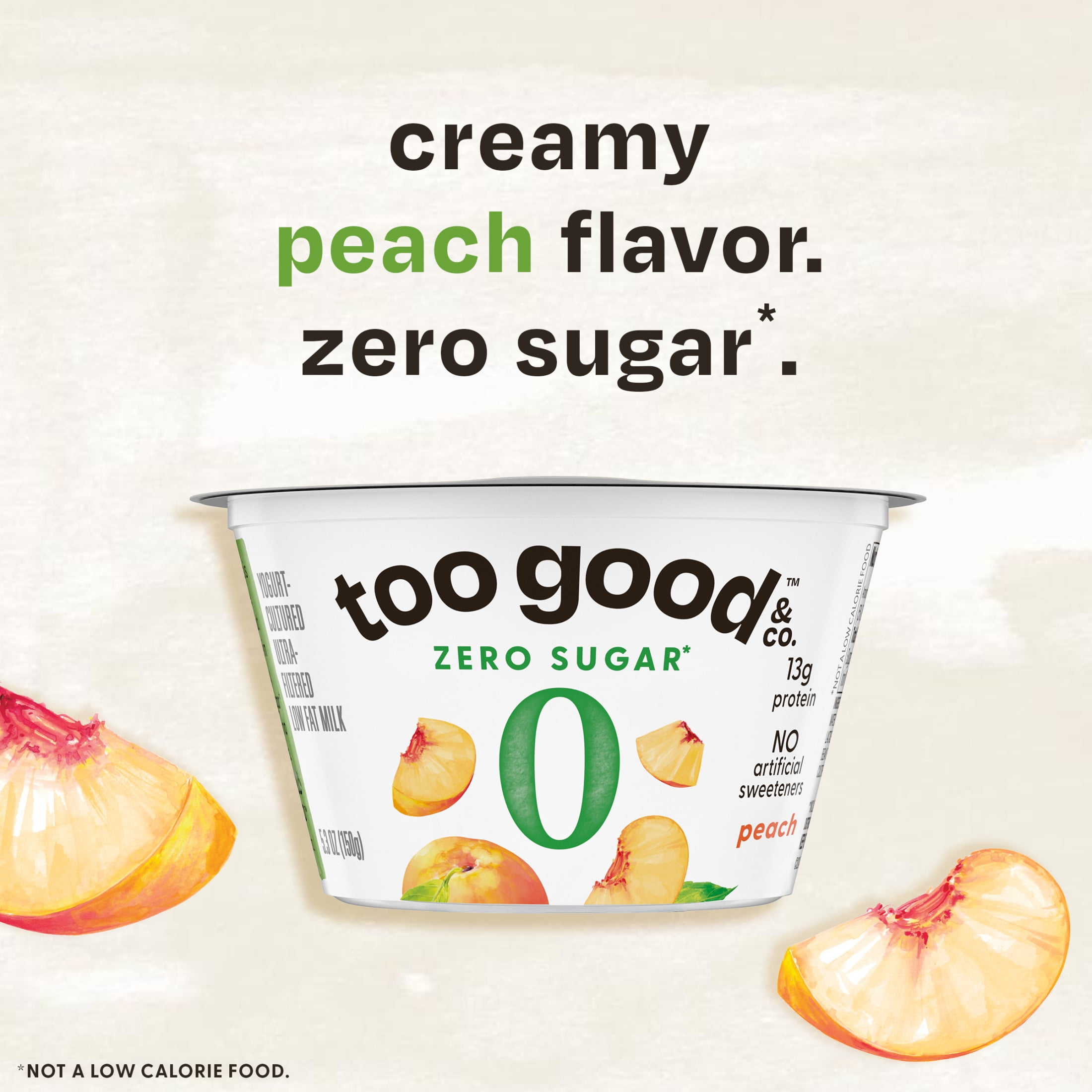 Too Good & Co. Zero Sugar Peach Yogurt-Cultured Ultra-Filtered Low Fat Milk Product Cup, 5.3 OZ