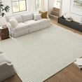 thumbnail image 3 of Living Room Area Rug, Large Machine Washable Rug, Non Slip Modern Stripe Floor Carpet, Indoor Pearl Velvet Soft Rug, Foldable Printed Rug for Dining Room, Bedroom, Nursery, Beige Tones, 3 of 24