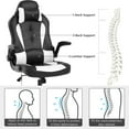 thumbnail image 4 of Dkelincs Massage Gaming Chair Video Game Chair Ergonomic Computer Office Desk Chair with a Vibrator Lumbar Support, Headrest,Flip up Armrest, White, 4 of 7