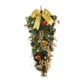thumbnail image 2 of Corona colgante de puerta de al revés de Navidad, lazos exquisitos para festivales, decoración navideña, corona navideña para ventanas de Amarillo con luz, 2 of 8