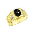 thumbnail image 4 of RYLOS Men's Rings 14K Yellow Gold Designer Nugget Ring Oval 9X7MM Gemstone &  Diamonds  Black Star Sapphire Birthstone Rings For Man Size 13, 4 of 8