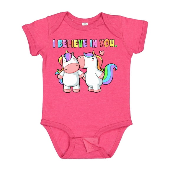 Inktastic I Believe in You Cute Rainbow Unicorns Boys or Girls Baby Bodysuit