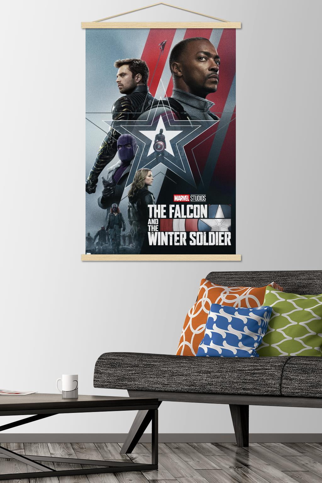 Marvel Falcon and Winter Soldier - Group One Sheet Wall Poster with Wooden Magnetic Frame, 22.375" x 34"