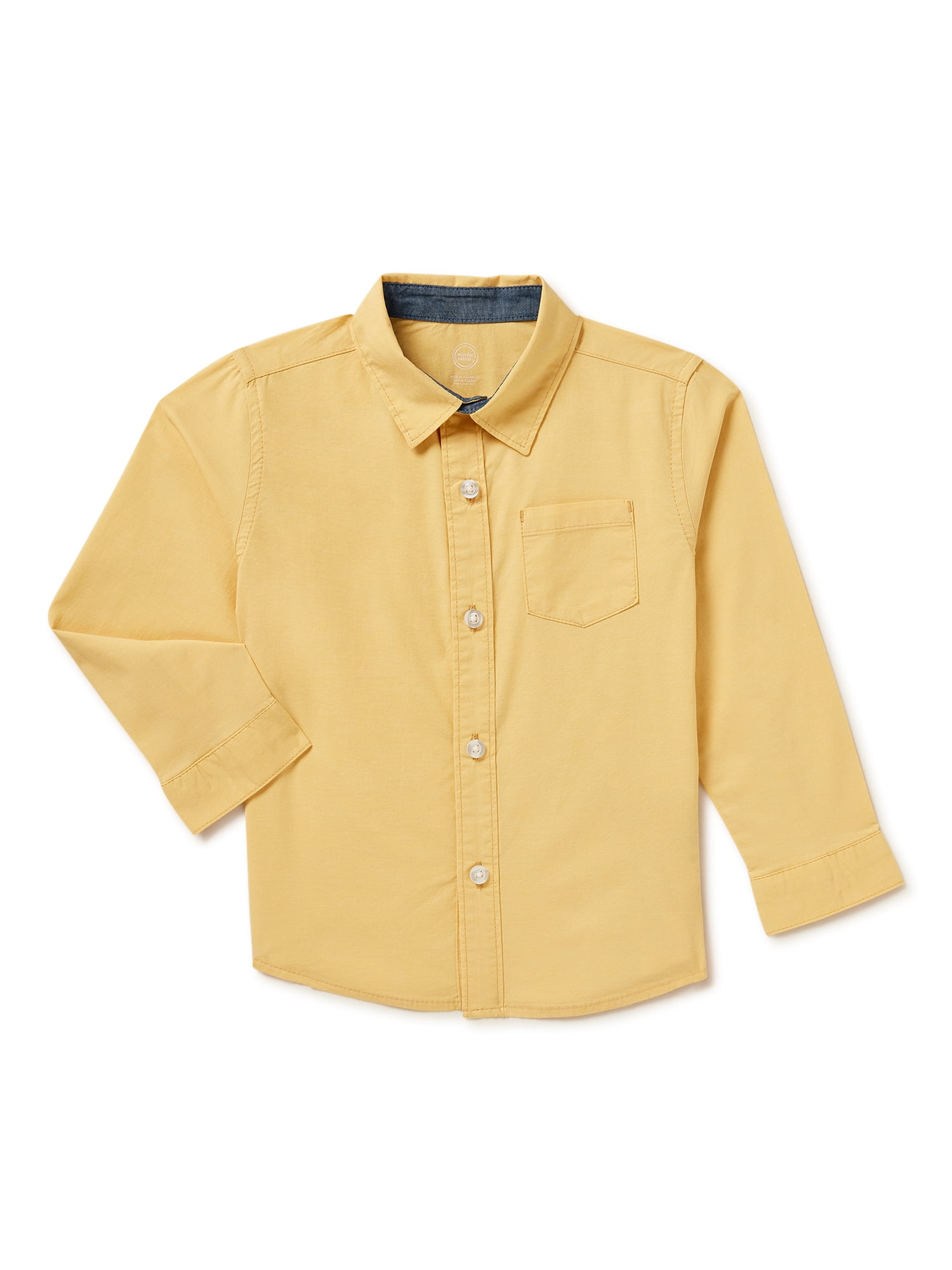 Wonder Nation Toddler Boys Woven Shirt with Long Sleeves, Sizes 12M-5T ...