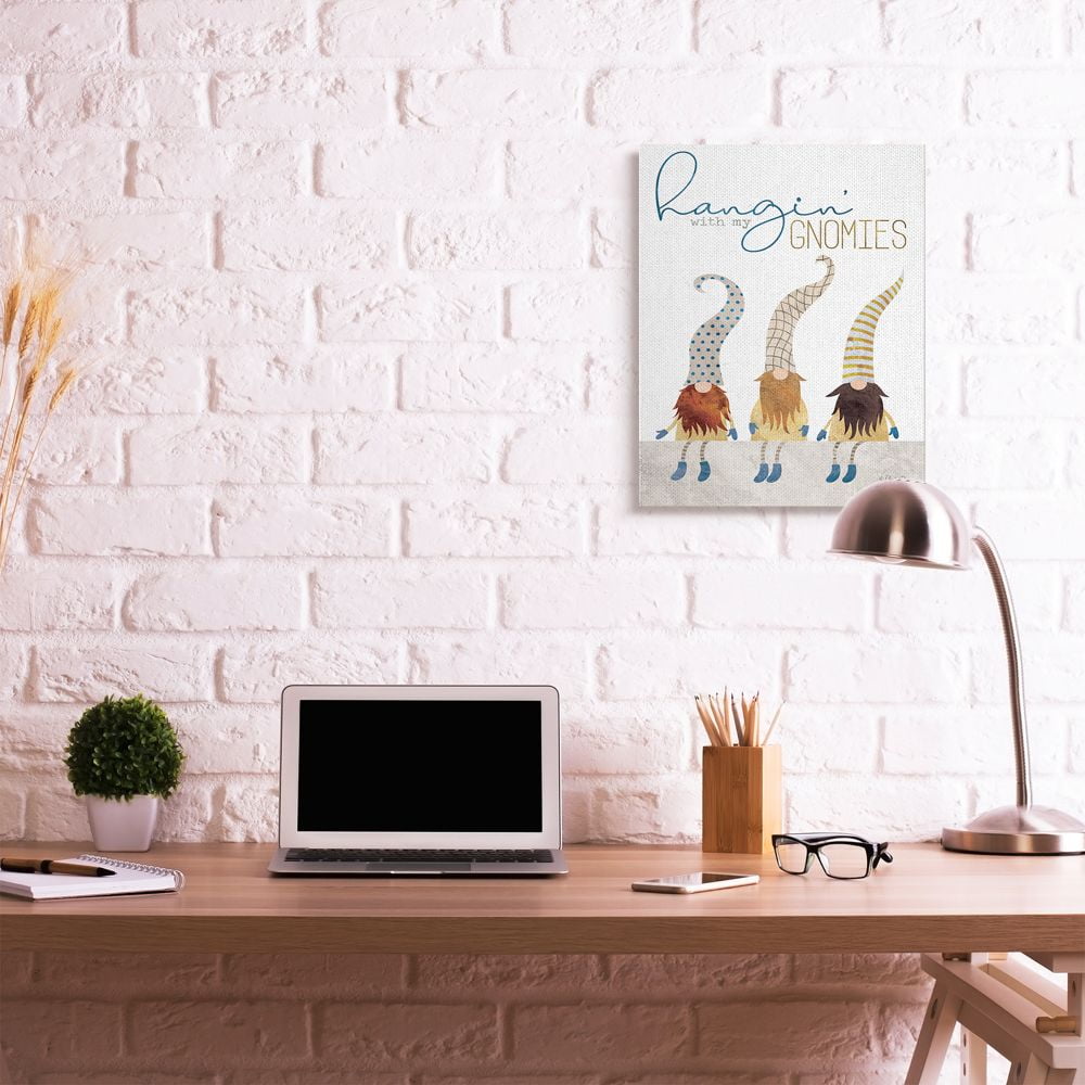 Stupell Industries Hanging with my Gnomies Garden Fictional Character Pun Canvas Wall Art Design by Marla Rae